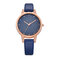 Fashion Glitter Women Watch Leather Quartz Waterproof Thin Watch No Number Watch - Blue