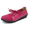 LOSTISY Large Size Women Casual Soft Lightweight Splicing Leather Lace Up Flats Loafers - Rose