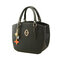Women Stylish Embossed Pattern Flower Pandent 2PCS Handbag Clutch Bag - Black