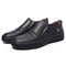 Large Size Men Microfiber Leather Rubber Sole Soft Loafers - Black