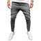 Mens Fashion Stripe Lightweight Breathable Zipper Casual Pants - Gray