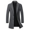 Mens Business Casual Gentlemanlike Woolen Trench Coat Mid-long Single Breasted Slim Fit Coat - Grey