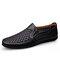 Men Breathable Mesh Fabric Patchwork Hard Wearing Driving Shoes - Black