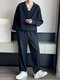 Mens Striped Long Sleeve 2 Pieces Outfits - 黒
