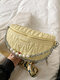 Pearl Chain Detachable Shoulder Strap Exquisite Hardware Stitch Craft Chest Bag - Yellow