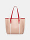 Women Patchwork Large Capacity Handbag Shoulder Bag Tote - Red