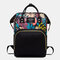 Women Canvas Casual Mummy And Kids  Patchwork Backpack - Black