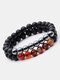 1/2 Pcs Vintage Classic Wooden Bead Frosted Natural Stone Combination Bracelet Personality Hand Braided Bracelet - #10