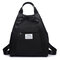 Women Oxford Solid Travel Backpack Multi-pocket Handbag Casual Shoulder Bag - Black