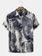 Mens Marble Tie Dye Print Button Up Short Sleeve Shirts - Gray