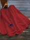 Casual Solid Color V-neck Long Sleeve Plus Size Blouse with Pockets - Red