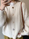 Plus Size Solid Cable Knit Button Dropped Shoulder Cardigan - White