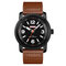  Business Leather Simple Watch Big Number Fashion Men Quartz Watch Waterproof Watch - Brown