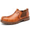 Me Vintage Outdoor Work Style Elastic Slip On Casual Leather Shoes - Brown