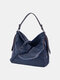 Retro Faux Leather Waterproof Convertible Strap Crossbody Bag Large Capacity Shoulder Bag - Blue