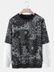 Mens Paisley Scarf Print Stitching Sleeve Street Pullover Sweatshirts - Black