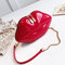 Women Personality Lips Shape Chain Shoulder Bag Crossbody Bag - Red