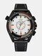 Homens vintage Watch mostrador tridimensional couro Banda quartzo impermeável Watch - #2 White Dial Black Band