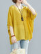 Patchwork Solid Color Half Sleeve Blouse For Women - Yellow