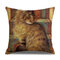 الرجعية نمط القطط الكتان القطن غطاء الوسادة المنزل أريكة ديكور فني رمي المخدة - رقم 11