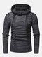 Mens Ethnic Printing Double Breasted Knitting Warm Long Sleeve Hooded Sweaters - Black