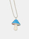 Cartoon Color Mushroom Necklace Personality Cute Resin Pendant Charm Jewelry Gift - Blue