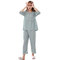 Seersucker Intertwined Cotton Pajamas Plaid Five-point Sleeves Pajamas - Green