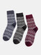 3 Pairs Men Rabbit Fur Wool Blend Geometric Pattern Jacquard Thicken Breathable Warmth Socks - #01