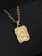 Vintage Gold Square Stainless Steel Letter Pattern Pendant - Q