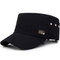 Men Adjustable Windproof Wild Cotton Flat Cap Simple Style Outdoor Travel Sunscreen Military Hat - Black