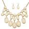 Crystal Oval Bib Bubble Necklace Earrings Jewelry Set - Beige
