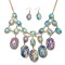 Crystal Oval Bib Bubble collar pendientes conjunto de joyas - Azul