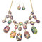 Crystal Oval Bib Bubble Necklace Earrings Jewelry Set - Purple