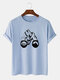 Plus Size Mens 100% Cotton Mountain Bike Print Short Sleeve Casual T-Shirt - Blue