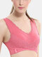 Girls Plus Size Lace Solid Color Wireless Sports T-Shirt Bras - Red