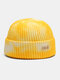 Unisex Knitted Tie-dye Full Rhinestones Letters Label Fashion Warmth Brimless Beanie Hat - Yellow