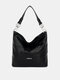 Women Vintage Faux Leather Solid Color Large Capacity Waterproof Handbag Shoulder Bag Tote - #01