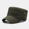 Men's Fashion Embroidered Cotton Flat Hat Outdoor All-Match Solid Color Military Cap - Army Green