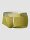 Men Contrast Letter Graphic U Line Convex Pouches Breathable Boxers Briefs - Yellow