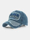Men Embroidery Letter Pattern Patchwork Color Baseball Cap Outdoor Sunshade Adjustable Hat - Navy