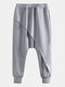 Mens Cool Solid Color Patchwork Baggy Harem Pants - Dark Grey