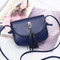Women Vintage Solid Tassel Crossbody Bags Leisure Shoulder Bags - Sapphire Blue