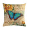 Capa de almofada de algodão de linho borboleta estilo vintage fronhas de lance para sofá doméstico - #2