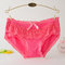 Cotton Lace-trim Bow-knot Low Rise Hip Lifting Panties - Watermelon Red