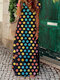 Multi-color Polka Dot Print Short Sleeve Maxi Dress For Women - Black