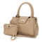 Women Elegant 2PCS Handbag Crossbody Bags Buckle Tassel Pendant Bags Clutch - Beige
