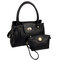 Women Elegant 2PCS Handbag Crossbody Bags Buckle Tassel Pendant Bags Clutch - Black