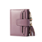 Tri-fold Casual Genuine Leather Purse 19 Card Slot Tassel Short Wallet For Women - Purple