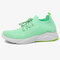 Women Breathable Hollow Light Knitted Lace Up Walking Shoes - Green