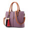 Women Solid Faux Leather Large Capacity Handbags Tassel Casual Crossbody Bags - Purple